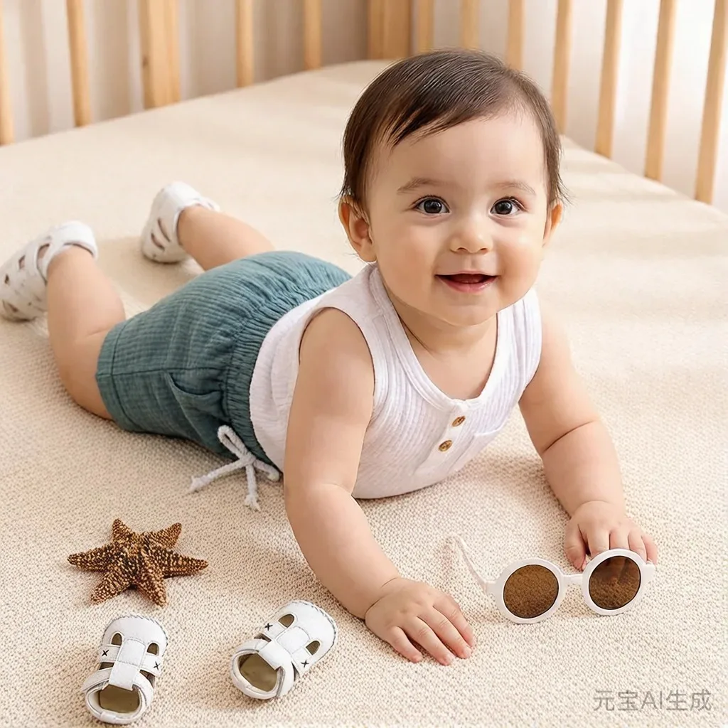 Summer Baby Boys Clothes Outfits Cotton Sleeveless Vest Tops + Drawstring Shorts Set