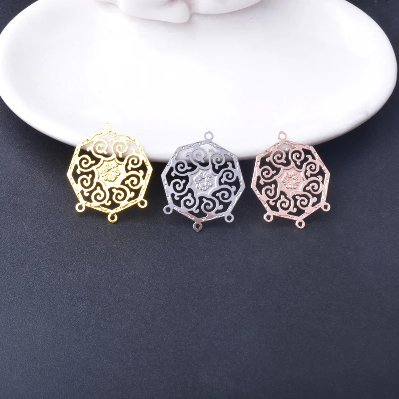 10 Stück Filigran-Schmuckverbinder aus Edelstahl, geometrischer Wassertropfen-Ohranhänger, DIY-Schmuck-Ohrring-Zubehör – Detail 15
