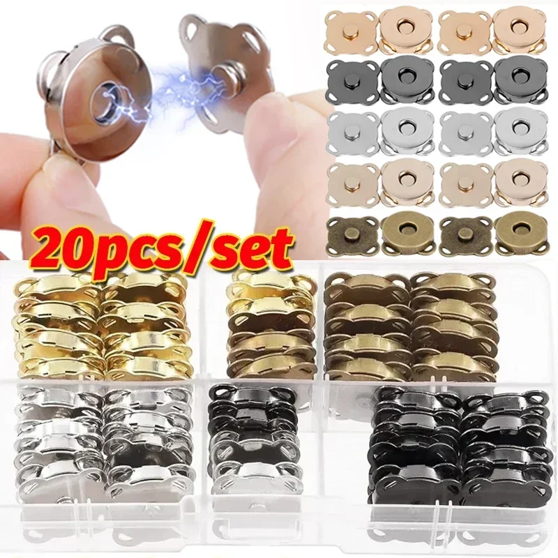 2/20pcs DIY Sewing Metal Magnetic Snaps Clasps for Purse Handbags Making Buttons Locks Plum Blossom Pins Clothes Craft Buttons