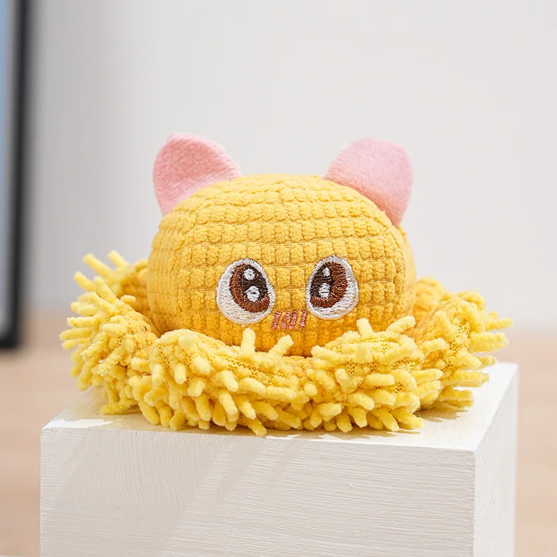 New cartoon sound-making mop plush octopus toy for dogs, durable and chew-resistant pet toy for cats and dogs