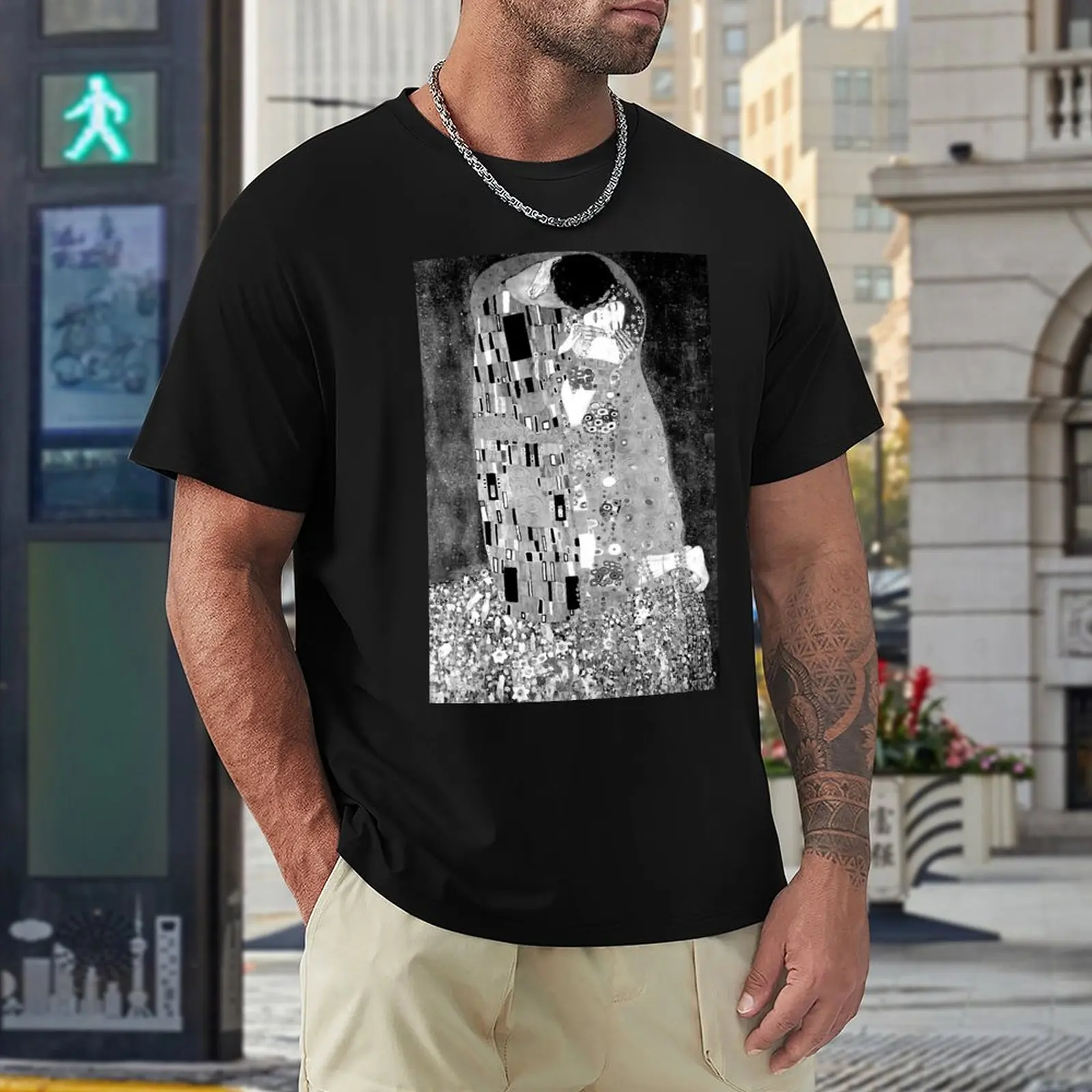 Gustav Klimt The Kiss Classic F Tshirt Hipster T-shirt Harajuku Motion  Funny Novelty Home Eur Size