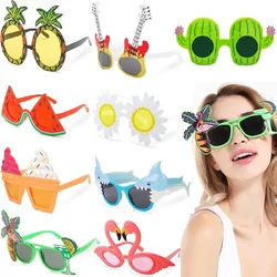 Luau Party Glasses, 9 Pairs Funny Hawaiian Glasses, Tropical Fancy Dress Props, Beach Themed Party Supplies Decoration, Fun Summ