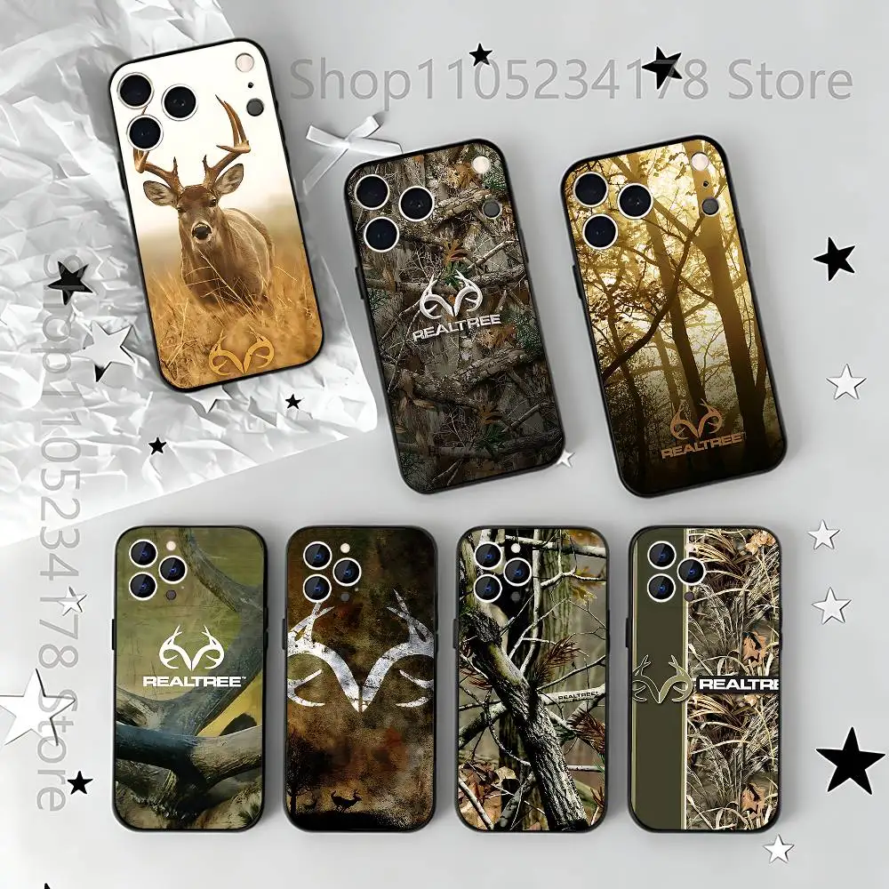 R-Realtree Real Tree Camo  Phone Case For iPhone 17,16,15,14,13,12,11,Pro,Max,Plus,E,Air,Mini Protective Black Cover