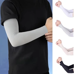 Summer Ice Silk Long Sleeves Anti-Sunburn Arm Cover Men Women Cuff New Cool Hand Sleeves Anti-UV Fingerless Cycling Arm Sleeve