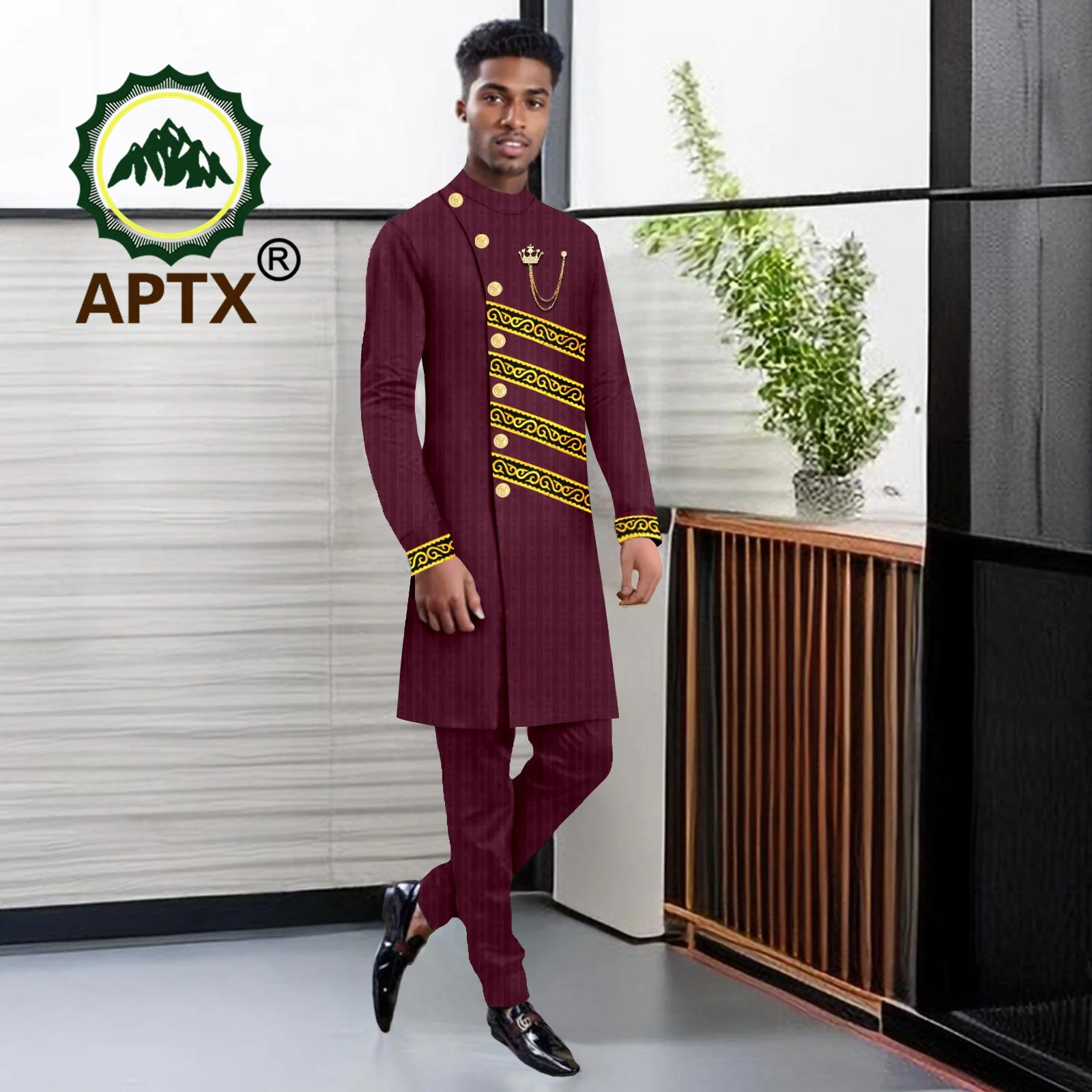 African Men Suits Outfits Set 2024 Embroidery Stand Collar Jacket Blazer Pants Set African Clothes for Wedding 2416059