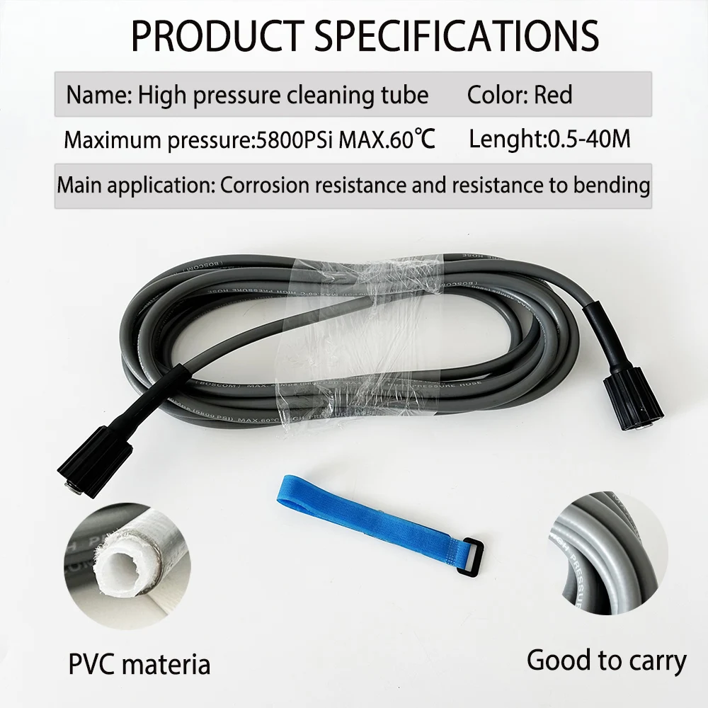 0.5-50M High Pressure Washer Pipe With M22-14/15 Connector Water Cleaning Extension Hose for some of Sterwins/Daewooand