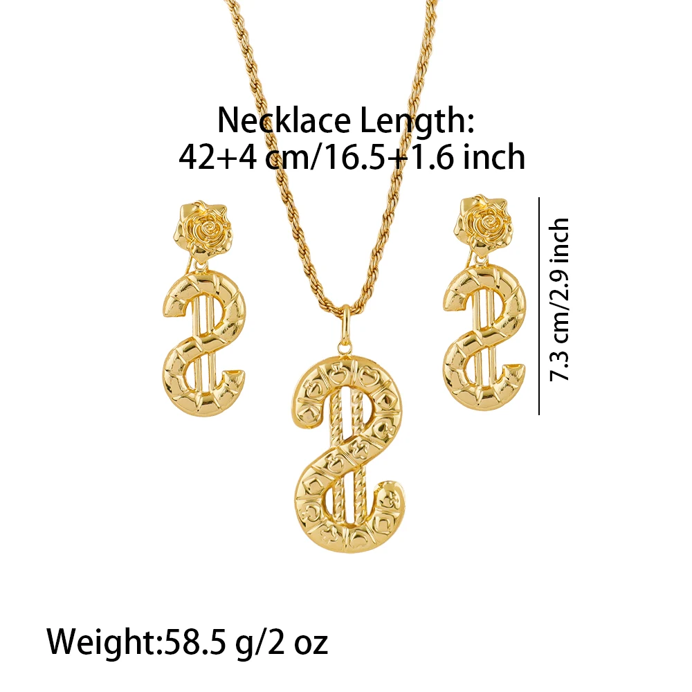 YM Jewelry Set for Women Copper Gold Plated Earrings Necklace Dollars Elephant Pendant Wedding Party Jewelry Gift Classic Trendy