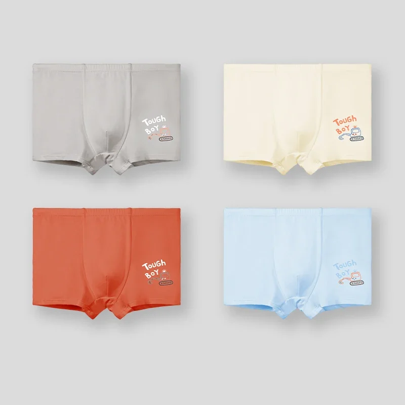 

5PCS Children's antibacterial underwear, 100% pure cotton for boys, flat cotton for little kids and boys, and four-corner shorts