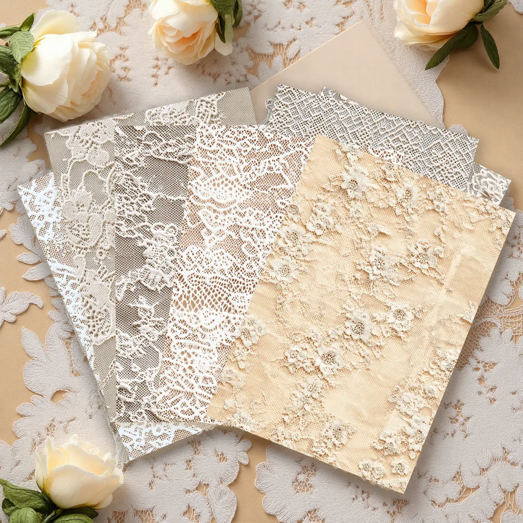 30 Blatt Vintage-Inspiriertes Spitzenpapier-Set für Scrapbooking Handgefertigtes Junk Journal und Dekoratives Bastelpapier