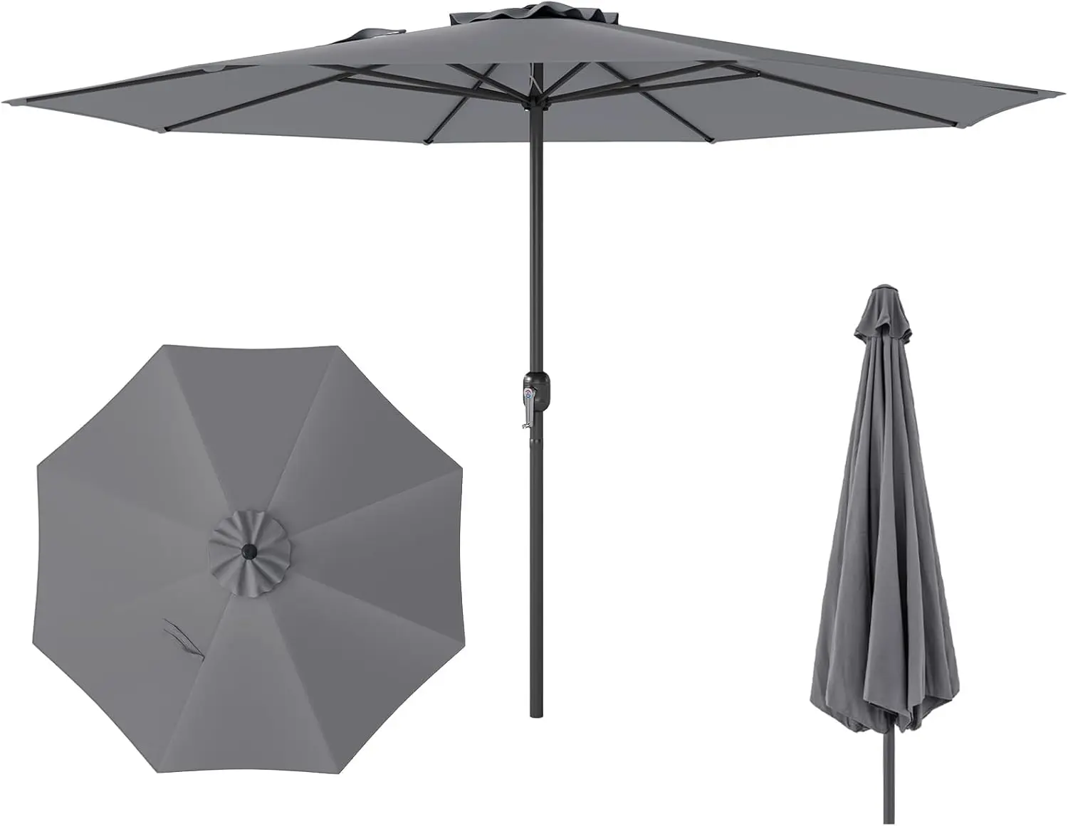

12 FT Patio Umbrella, Outdoor Market Umbrella with Crank Handle, 8 Sturdy Ribs, Double-Tiered Table Umbrella, Sun-Protective