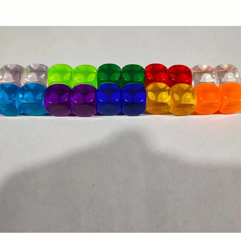 10 PCS DIY Transparent Blank Dice Colorful Dice Puzzle Game  6 Sided Dice 16mm