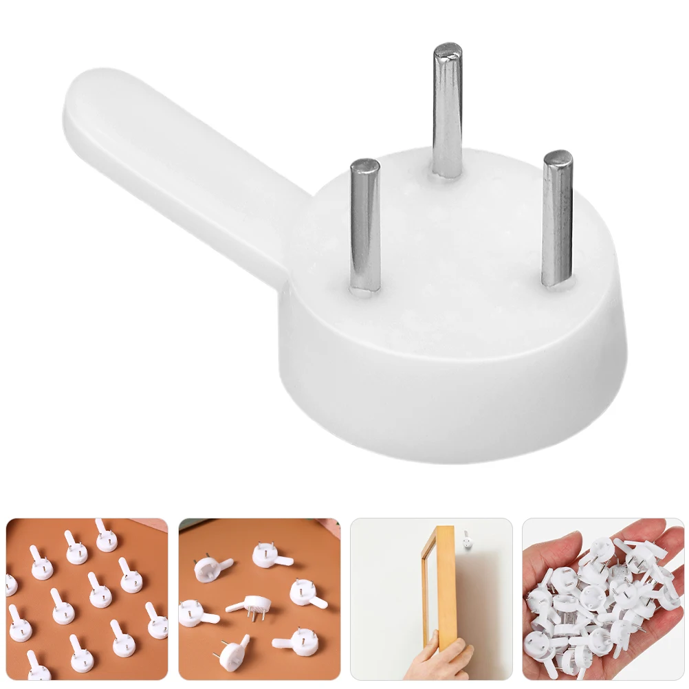 

50pcs Invisible Hooks Photo Frames Drywall Cement Walls Hanging Without Nails Traceless White Suitable Various Walls Picture