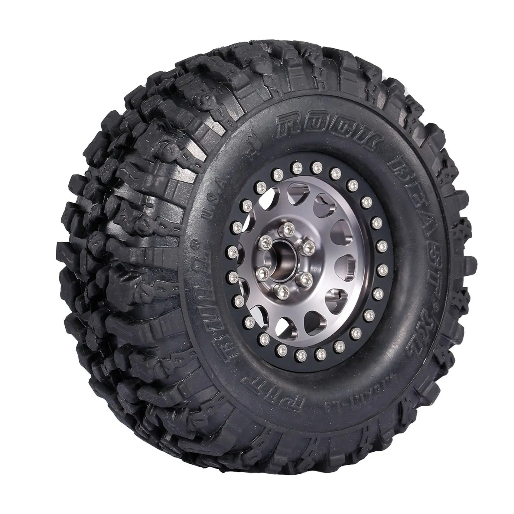 8PCS Metallo 2.2 Beadlock Cerchione Pneumatici Set Per 1/10 RC Crawler Auto Traxxas TRX4 TRX6 Axial SCX10 RR10 Parti, Titanio