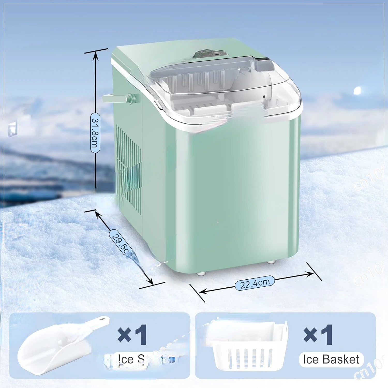 Ice Makers Countertop, Portable Ice Machine with Carry Handle, 2 Sizes of Icecube for Home Kitchen Bar Party Camping