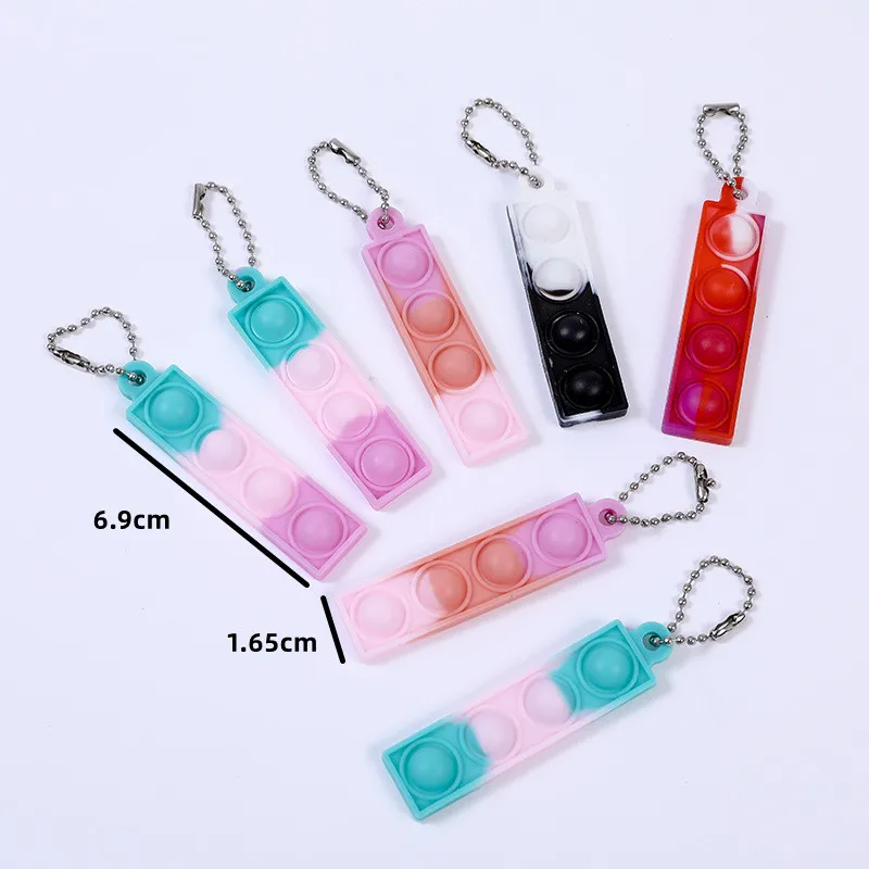 Mini Keychain Kids Keychain Pendant Silicone Decompression Finger Bubble Press Childrens Gifts Stress Relief Anxiety StressToy