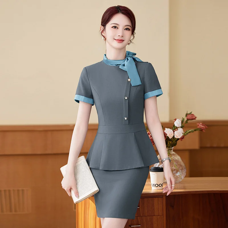 Professional Suit Women's Blazer Formal Wear Hotel Front Desk Uniform Beauty Salon Attendant Workwear Summer Short Sleeve