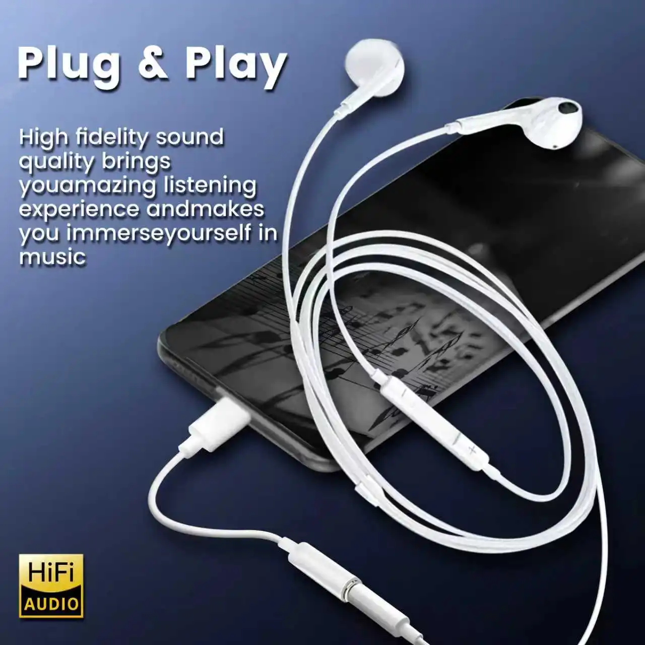 Wired headphones and headphone adapter cable set 3.5mm with microphone and noise cancellation for Smartphone Android Phone Table