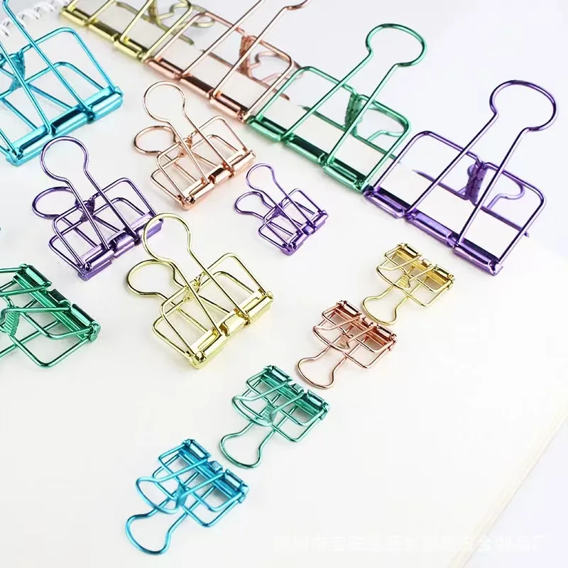 2025 New Stationary Clips Metal Paper Clips Clamp, Available in Multiple Sizes and Colors,Pack of 10