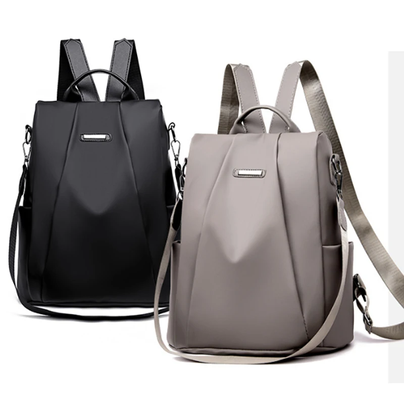 Fashion Women's Backpack Casual Nylon Solid Color School Bag Fashion Detachable Shoulder Strap Shoulder Bag