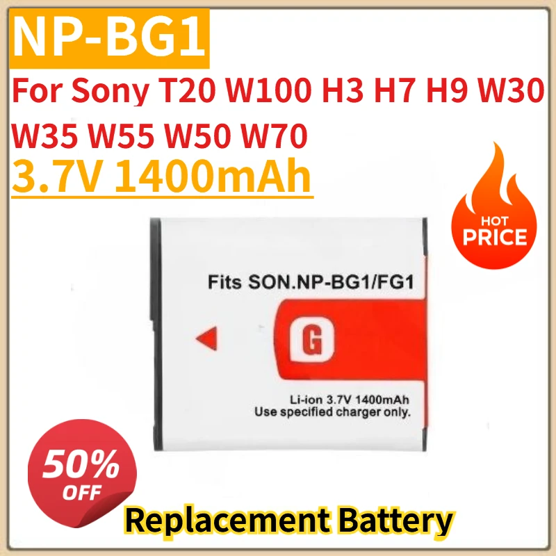 

High Quality New 3.7V 1400mAh Camera Battery NP-BG1 for Sony T20 W100 H3 H7 H9 W30 W35 W55 W50 W70