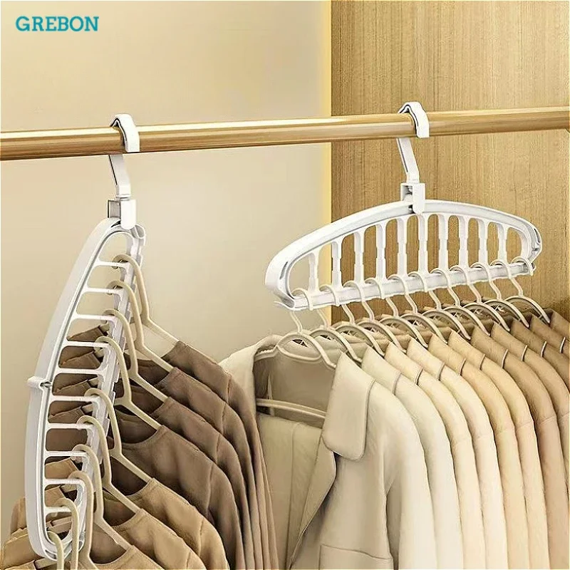 Multi-functional Folding 11-Hole Hanger Closet Organizer Rack Space-saving Multi-tier Hanging Rack Indoor Clothes Drying Rack