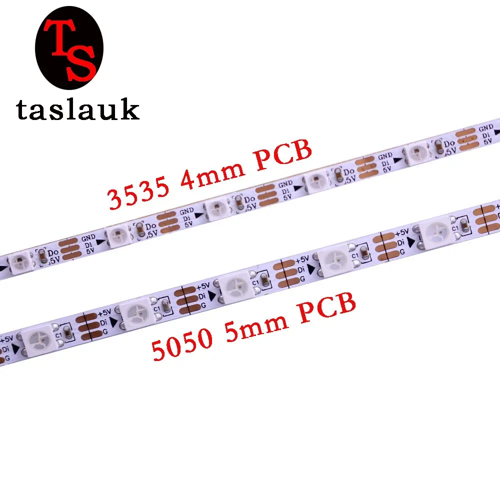 Addressable DC5V WS2812B 3535 5050 RGB led pixel strip 1m 2m 5m 60LEDs/m 4mm 5mm FPC Not waterproof 60pixels/M as SK6812