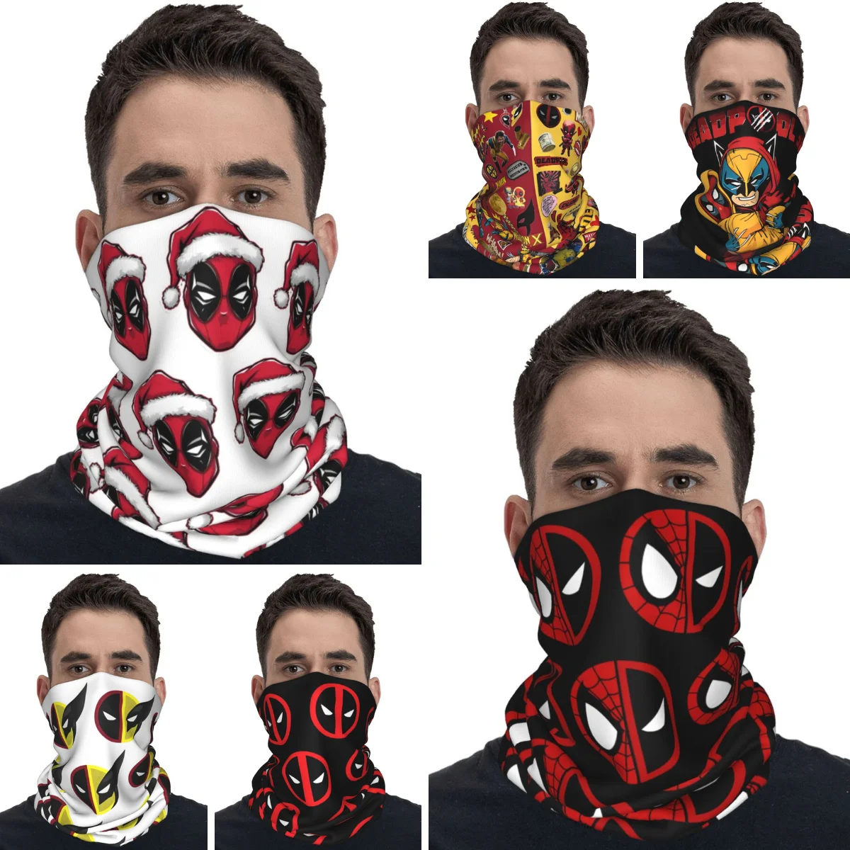 Outdoor Sports Balaclava Deadpool & Wolverine Hug Cycling Mask Neck Cover Tactical Mask  Hiking Camping Windproof Scarf Bandana