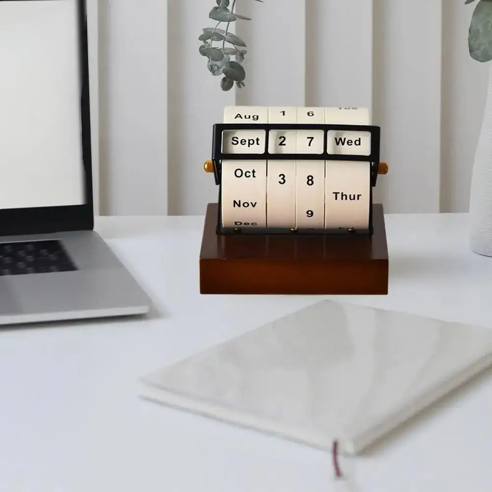 

Деревянный вечный календарь-перевертыш для фото-реквизита, многоразовый, прочный, в винтажном стиле, с ручным обратным отсчетом, для дома