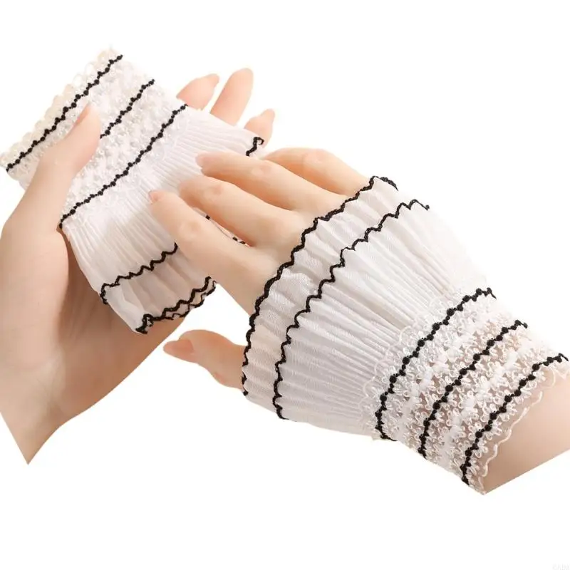 Trendy Lace Cuffs Arm Sleeves High Elasticity Wrist Cuffs Decorative Armwear For Women Girl Various Outfit Enhancement 6XDA