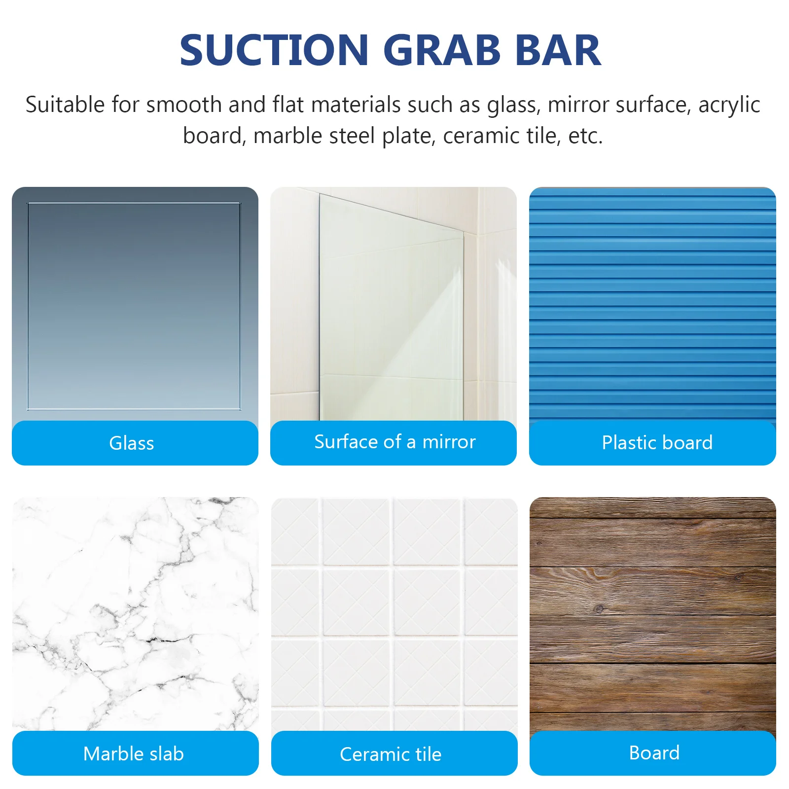 

1Pcs Suction Grab Bar Thickened Handle Strong Bearing Capacity No Drill Installation Reusable Secure Grip for Bathroom Shower