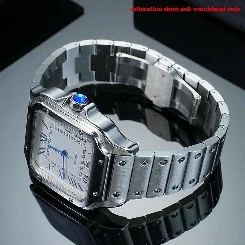 Santos 21mm stainless steel Men Watchband wristband For Cartier Sandoz WHSA0007 WSSA0009 Whsa0010 Metal Fold clasp Watch strap