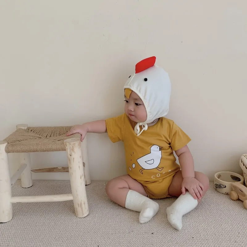 Funny Chick Newborn Baby Clothes Boy Girl Bodysuits Ropa De Bebe Short Sleeves Onesie Cotton Baby Romper Korean Baby Outfit