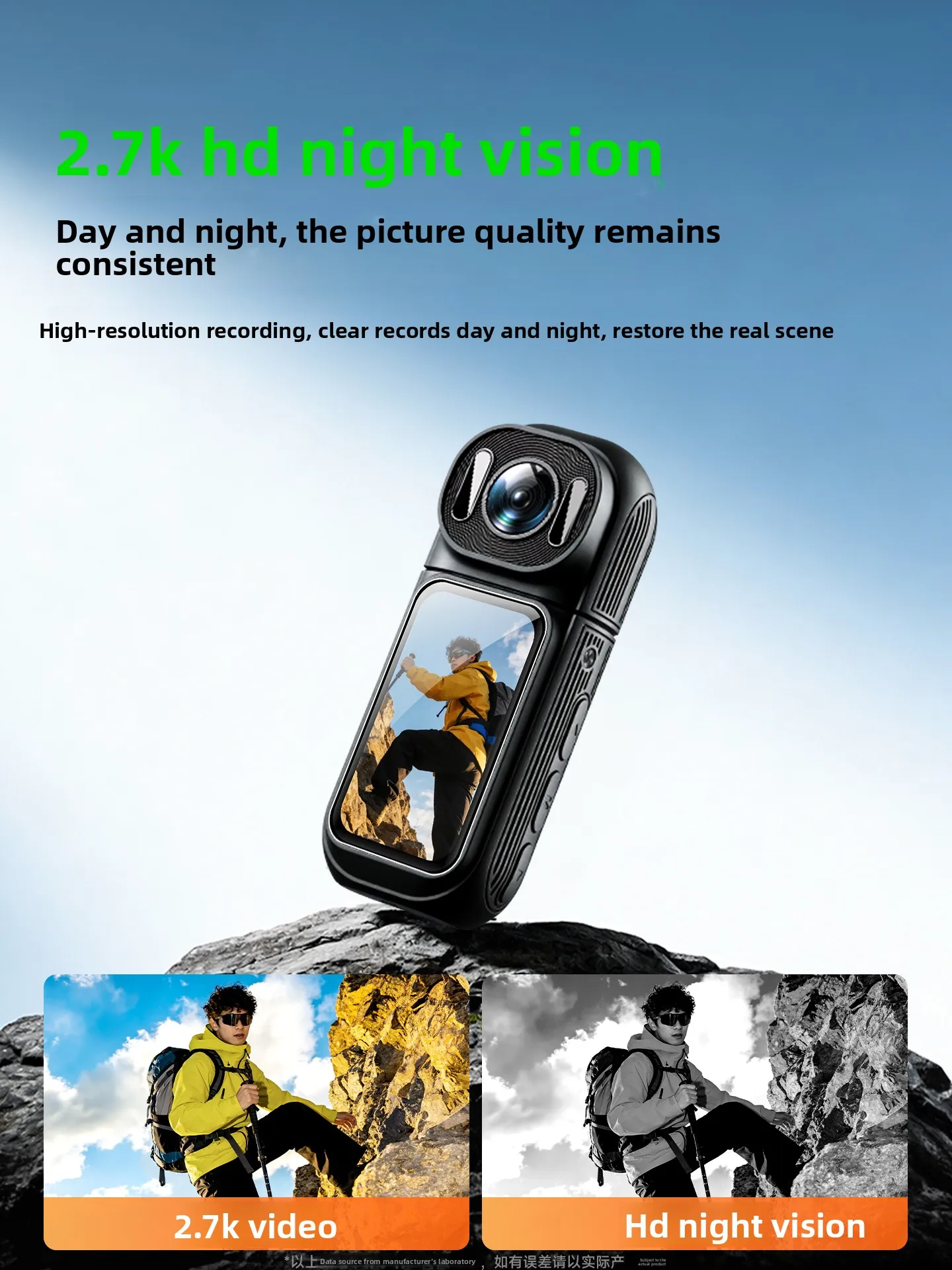 2.7K Action Camera 180° Rotatable Lens Night Vision EIS Anti-Shake Magnetic Mount WiFi Vlog Sports Cam