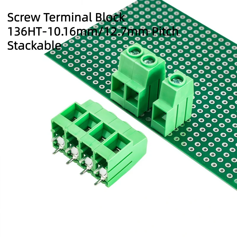 10Pcs KF136HT High Current PCB Screw Terminal Block 136HT - 10.16mm 12.7mm Pitch 65A Stackable Wire Connector