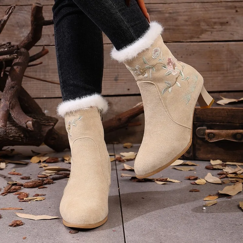 النمط الصيني الجديد الجوارب نمط العرقية الرجعية لينة وحيد الأحذية القطنية المخملية