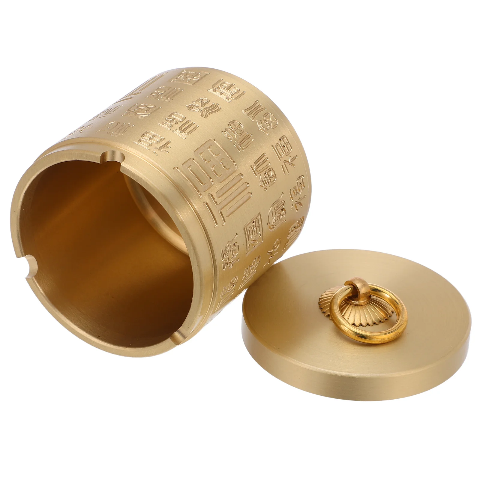 منفضة سجائر نحاسية عتيقة مستديرة مع غطاء حامل سيجارة معدني شديد التحمل للمنزل والمكتب والسيارة والحديقة والفناء وسطح المكتب ديكور المدخن #3