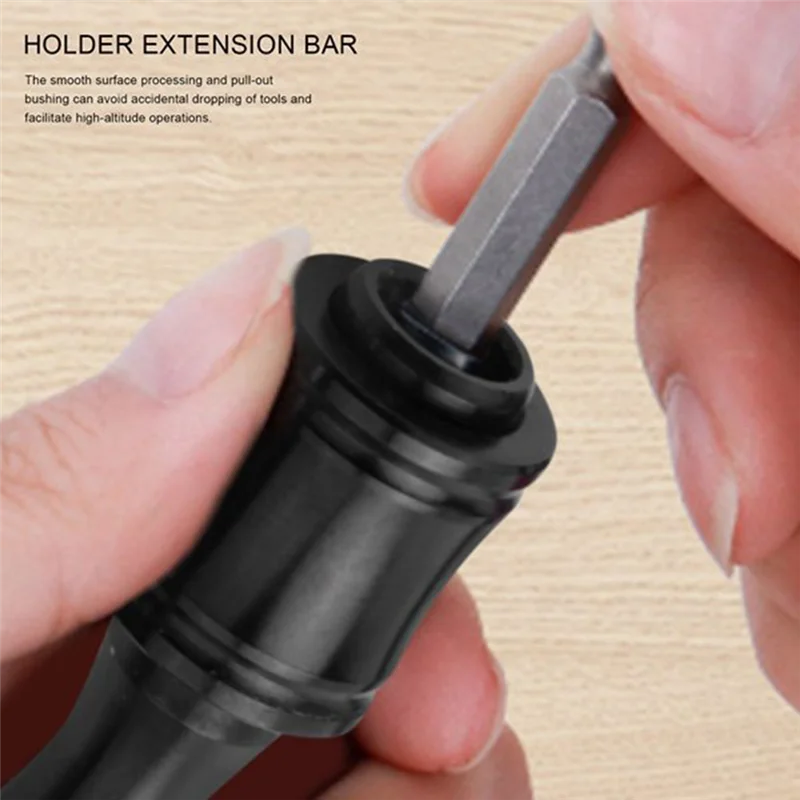 Bit Holder 1/4 Inch Hex Screwdriver Bits Holder Extension Bar Keychain Screw Adapter Drill Drill Bits Holder Black