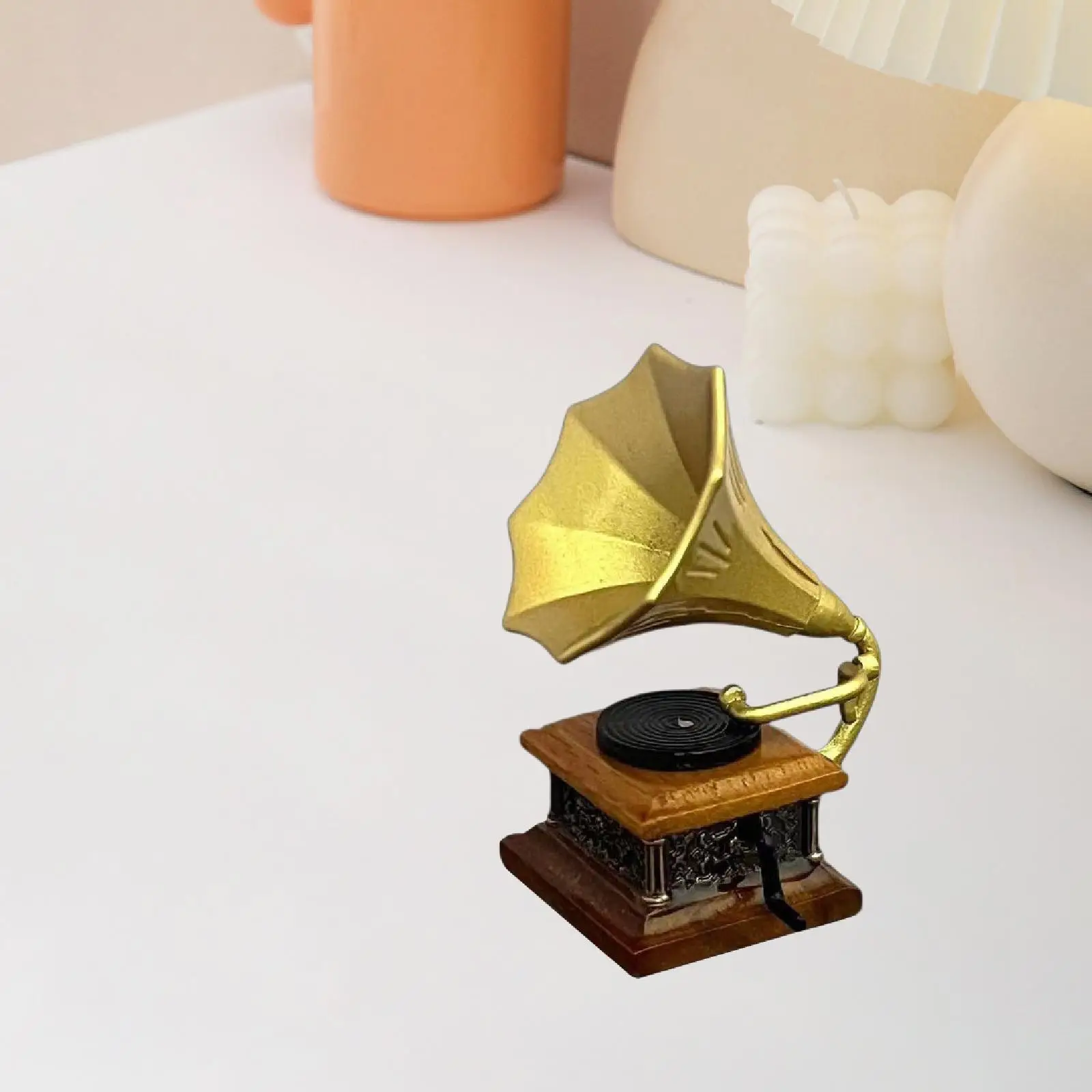 Casa delle bambole Grammofono Scala 1:12 Scena Micro Paesaggio Decorazione realistica per bambole Giochi di finzione per cucina Teatable Soggiorno