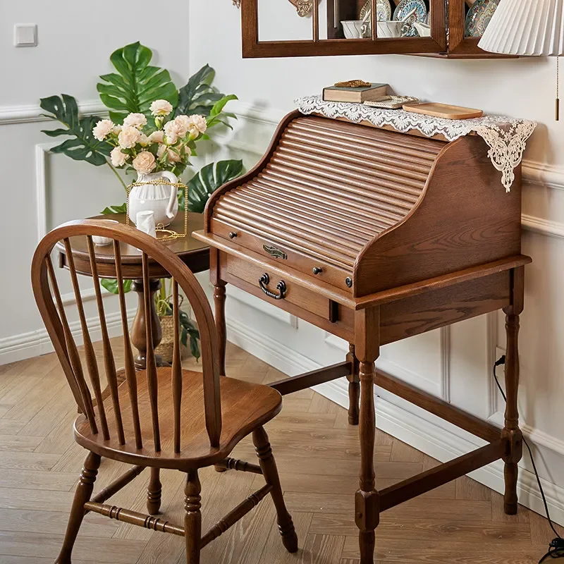 

Retro flip-top American piano dresser, bedroom secret desk, solid wood makeup table, desk storage