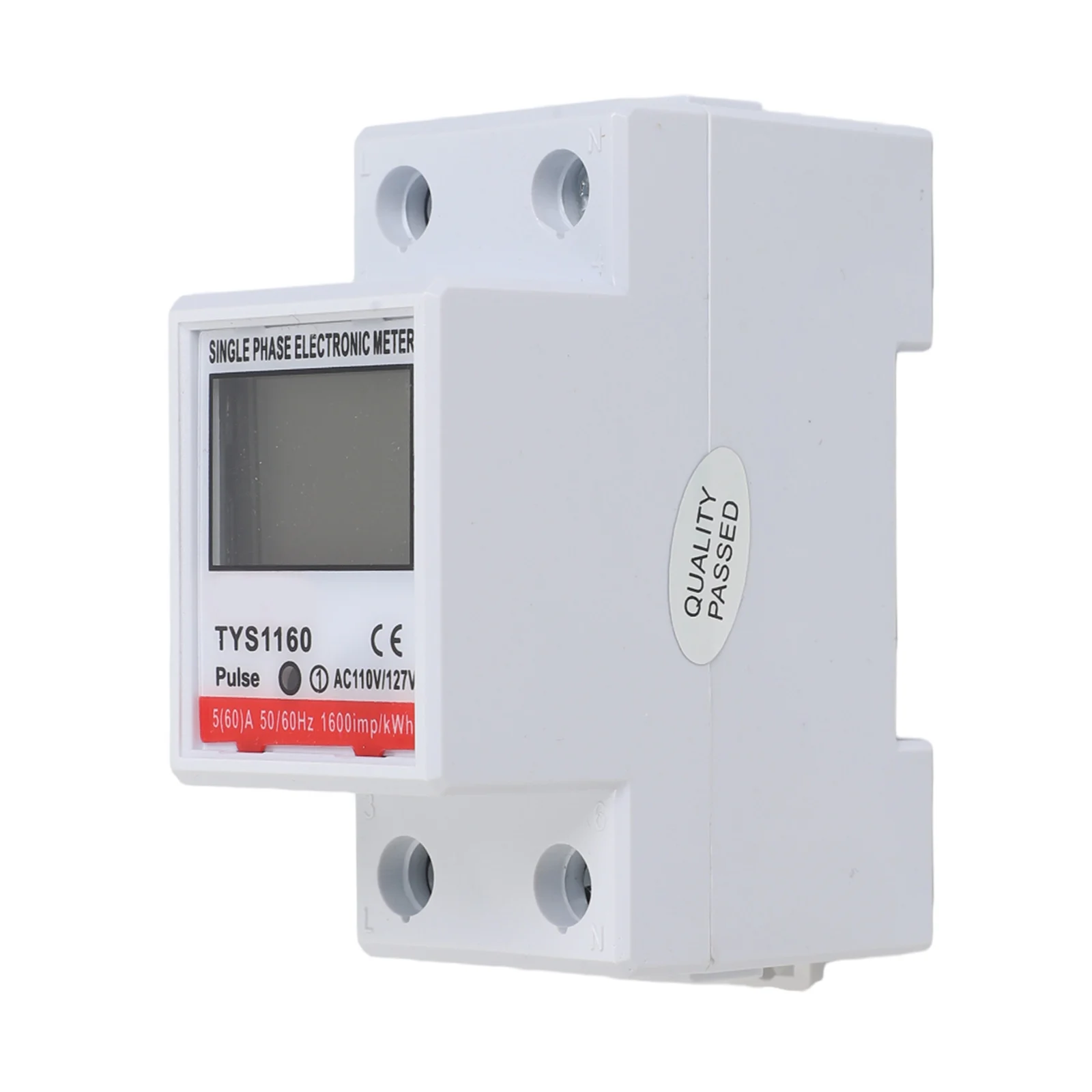 Digital Single Phase Energy Meter for 110V/127V Electrical Systems with 60A Load Capacity and 35mm DIN Rail Installation