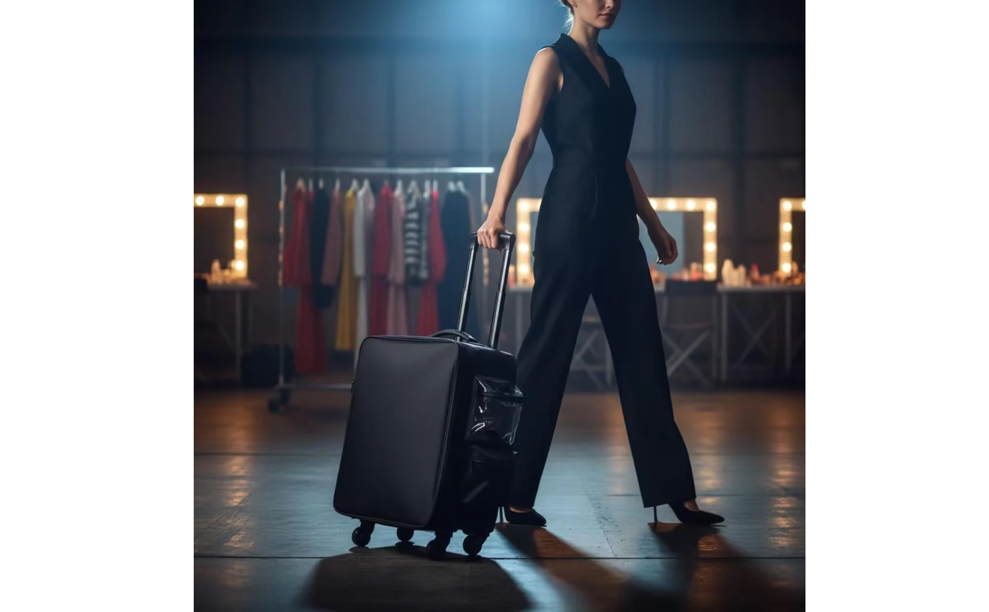 Makeup Case with Rotating Wheels Hard-Sided Sminkkoffert Med Hjul Sminkväska På Hjul Multi-Compartment Cosmetic Trolley Zippered