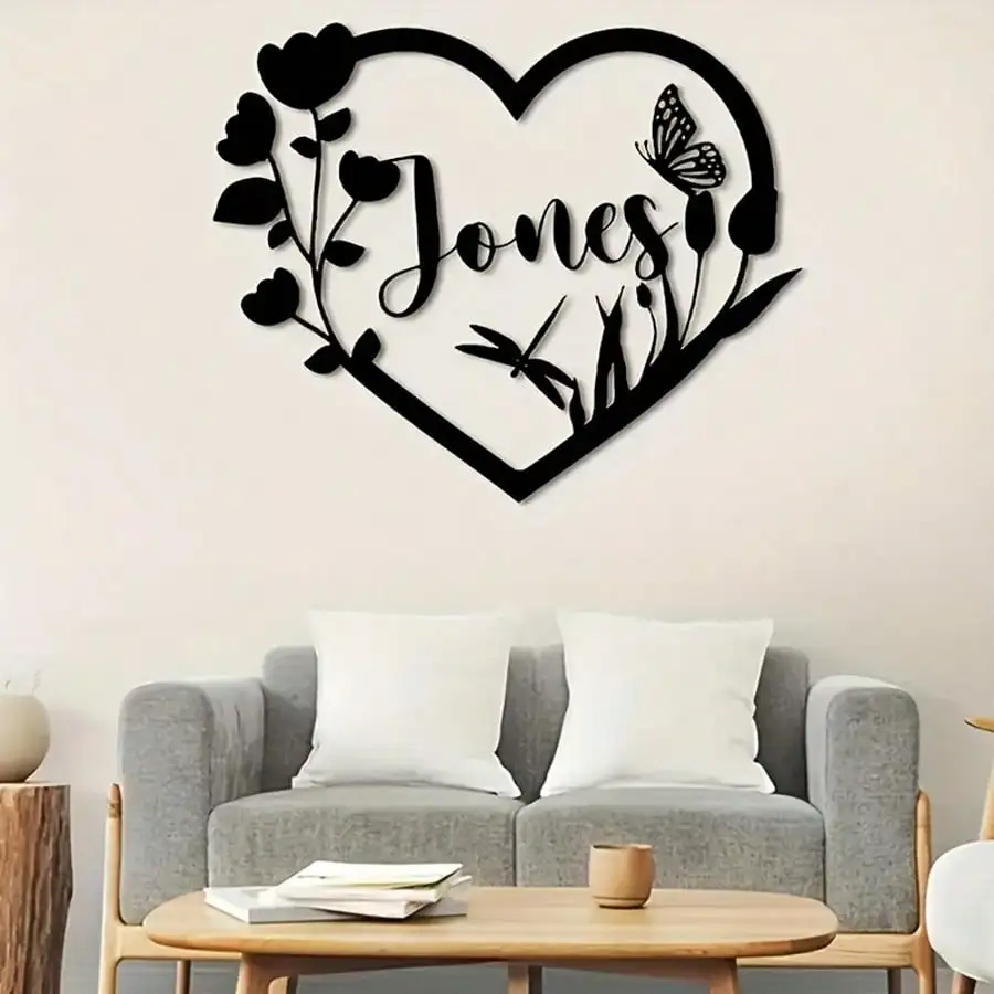 Personalized Mom Metal Wall Art Heart Flower Home Decor Gift