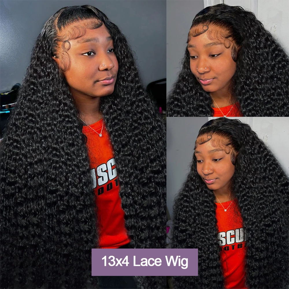 44 بوصة 100 نصف الباروكات شعر الإنسان HD الدانتيل شعر مستعار أمامي غريب مجعد 13x6 موجة عميقة الفيتنامية أمامي المياه مضفر البورمية مجعد #4