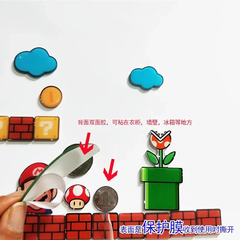 Super Mario Acrylic Background Creativity Magnetic Stickers Decoration Supplies Mario Luigi Yoshi Action Figure Kids Dolls Gifts