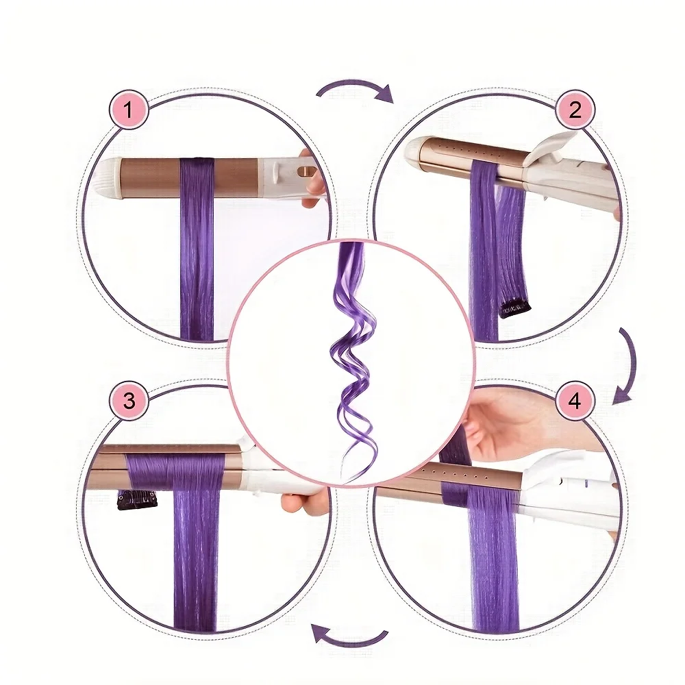 6 قطع من وصلات الشعر المقطوعة، وصلات شعر ملونة بطول 60.96 سم، تبرز الحفلات، قطع شعر صناعية طويلة ومستقيمة للنساء والفتيات #5