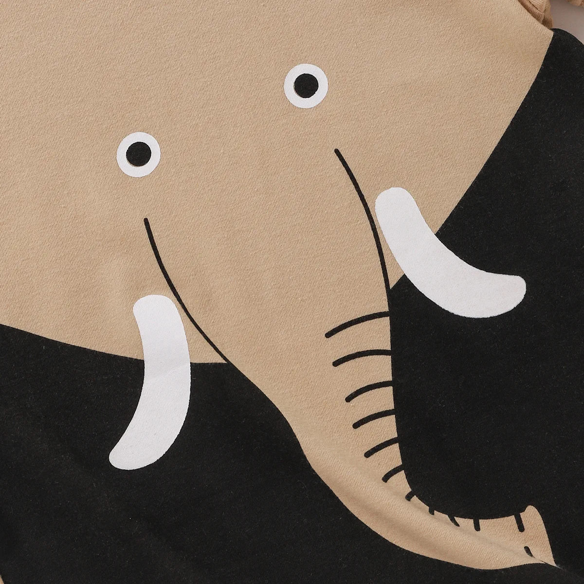 Summer New Boys and Girls Round Neck Pullover Cartoon Elephant Print Short Sleeved T-shirt Top