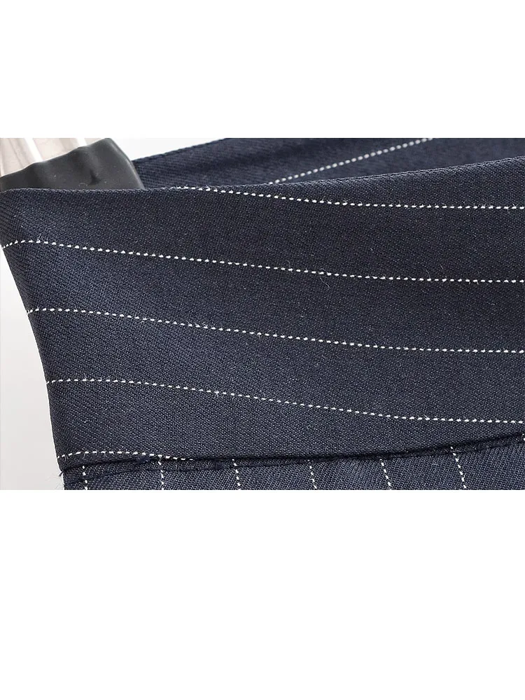 HH امرأة أزياء الخريف المشارب مطوي الديكور سستة واسعة الساق السراويل الإناث الترفيه فضفاض الشارع نمط السراويل #1