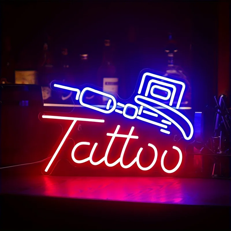 USBPower Supply Tattoo Neon Light - ColorfulLEDWall Lamp，Applicable to Salons、Cave、Garage and Bedroom Wall Decoration Neon Signs