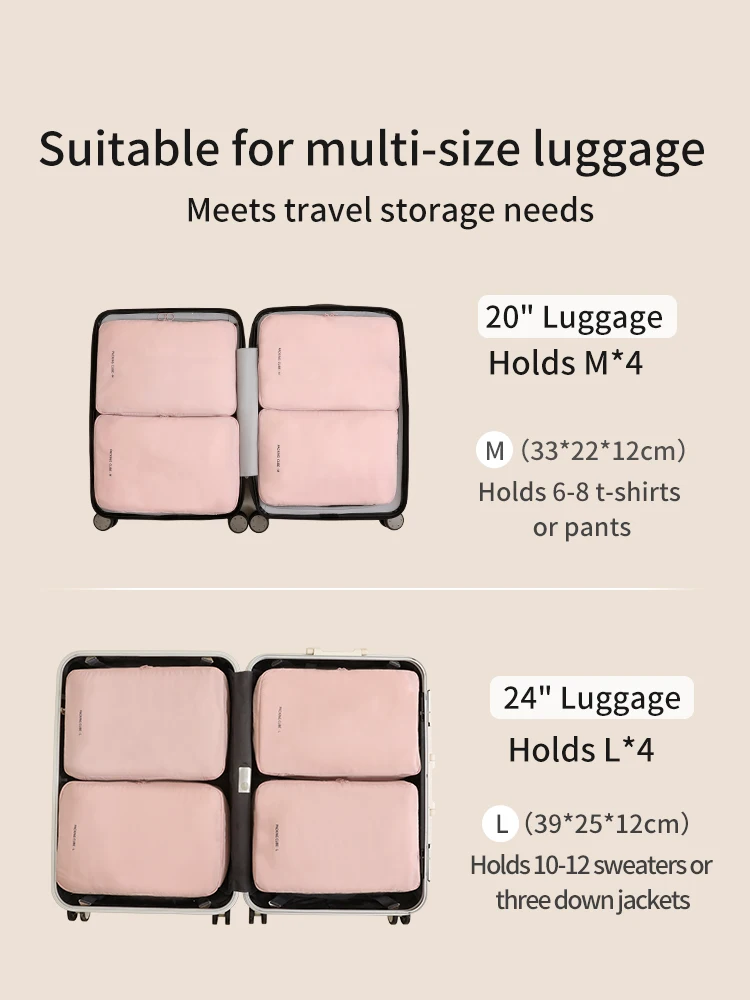 Travel Compression Packing Cubes Bag Portable Suitcase Clothes Organizers Waterproof Luggage Storage Cases Drawer Bags