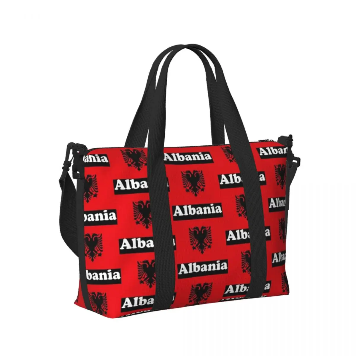 

Custom Albania Flag (8) Beach Travel Bag Large Capacity Tote Bags for Gym Sport Women Shopping Duffle Shoulder Bag